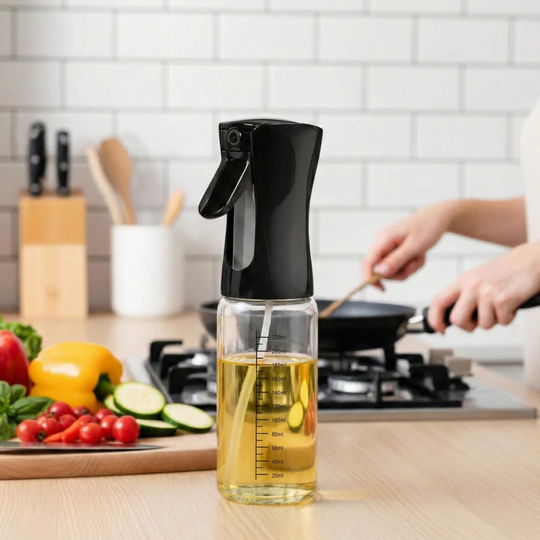 Gourmet Clear Glass Oil Bottle Black 220ml - Image 8