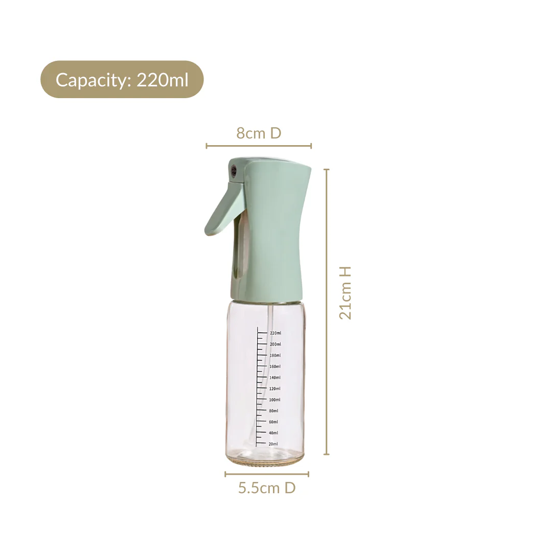 Gourmet Clear Glass Oil Bottle Sage Green 220ml - Image 3