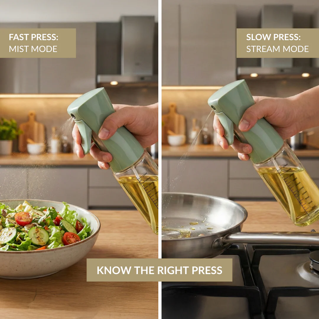 Gourmet Clear Glass Oil Bottle Sage Green 220ml - Image 5
