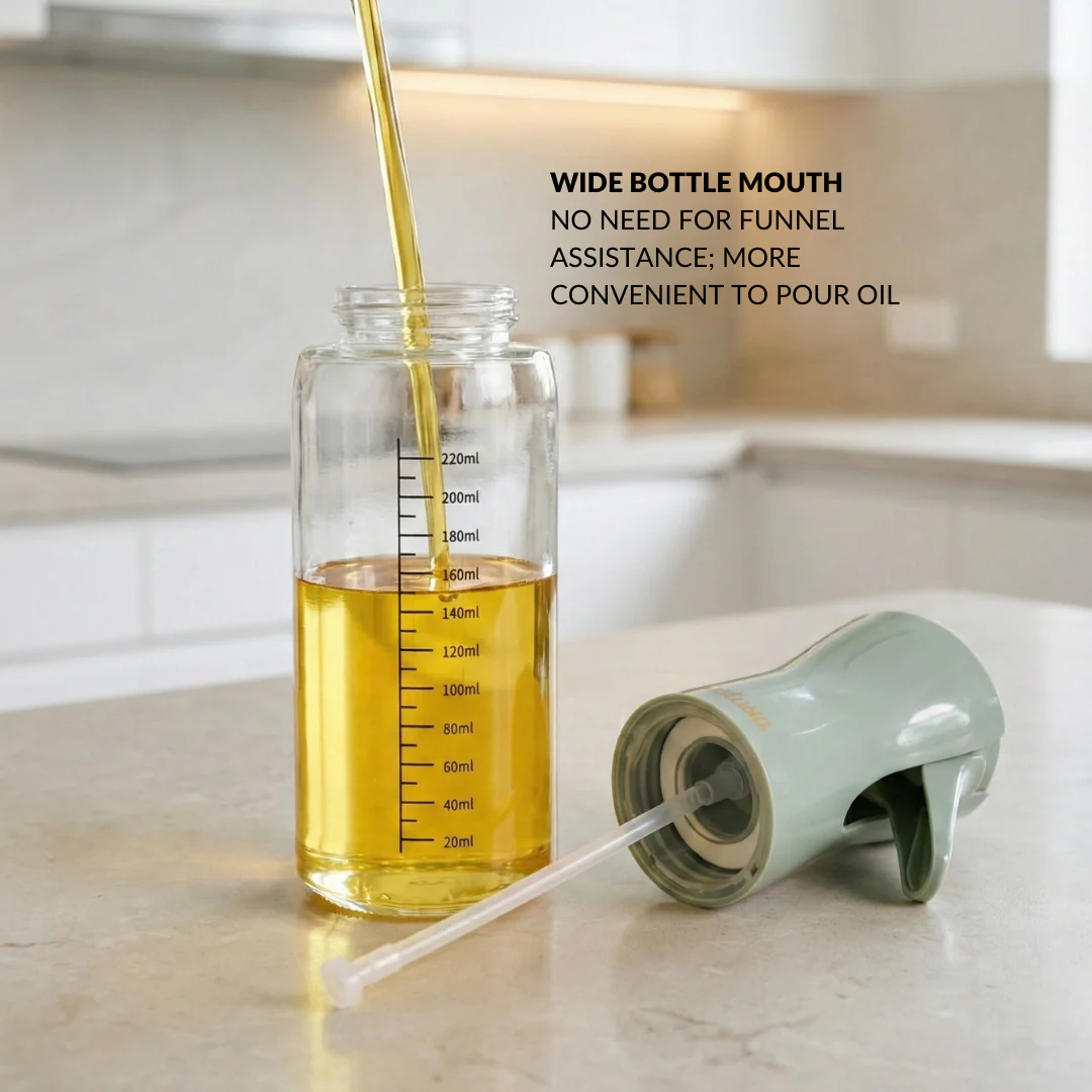 Gourmet Clear Glass Oil Bottle Sage Green 220ml - Image 9