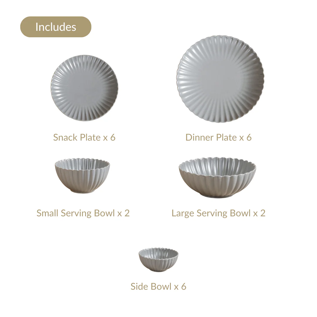 Grey Scalloped 22 Piece Dinner Set For 6 - Image 4