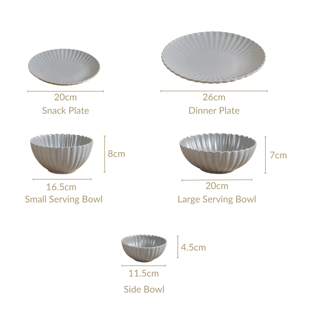 Grey Scalloped 22 Piece Dinner Set For 6 - Image 8