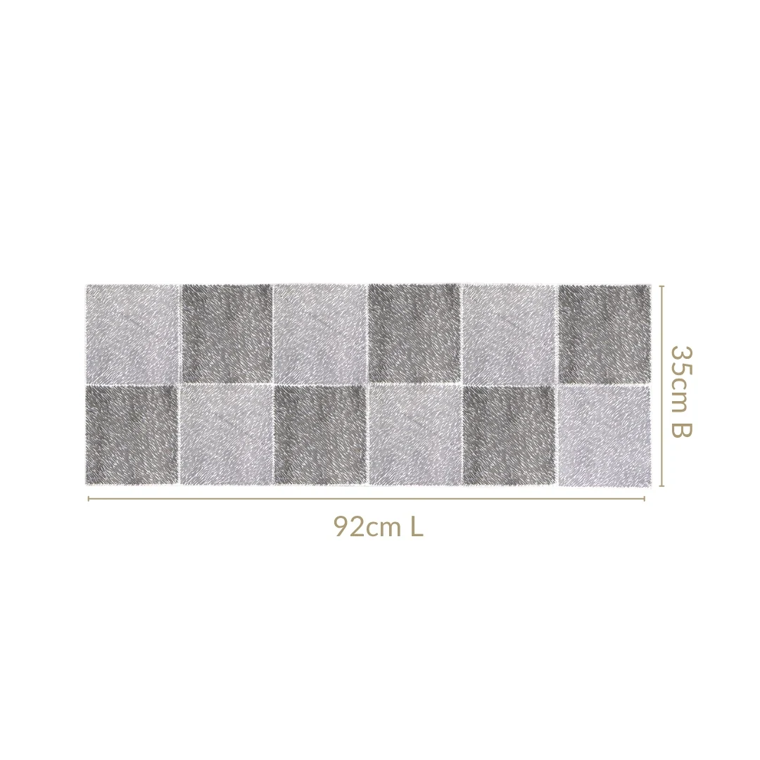 Grid Dining Table Runner Silver Grey 92x35cm - Image 3