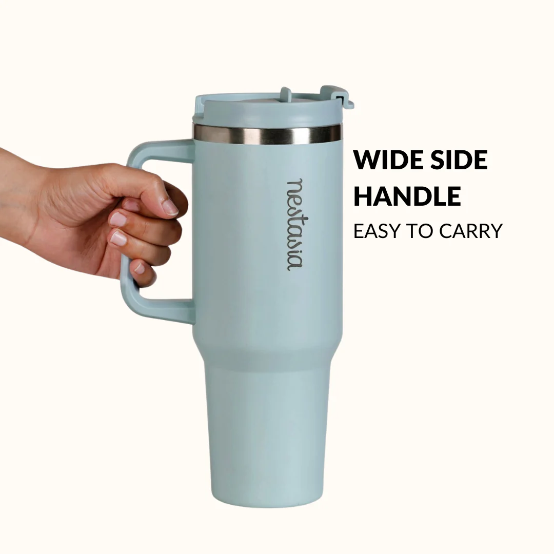 GripSip 40 Insulated Tumbler Bottle With Side Handle Arctic Blue 1200ml - Image 3
