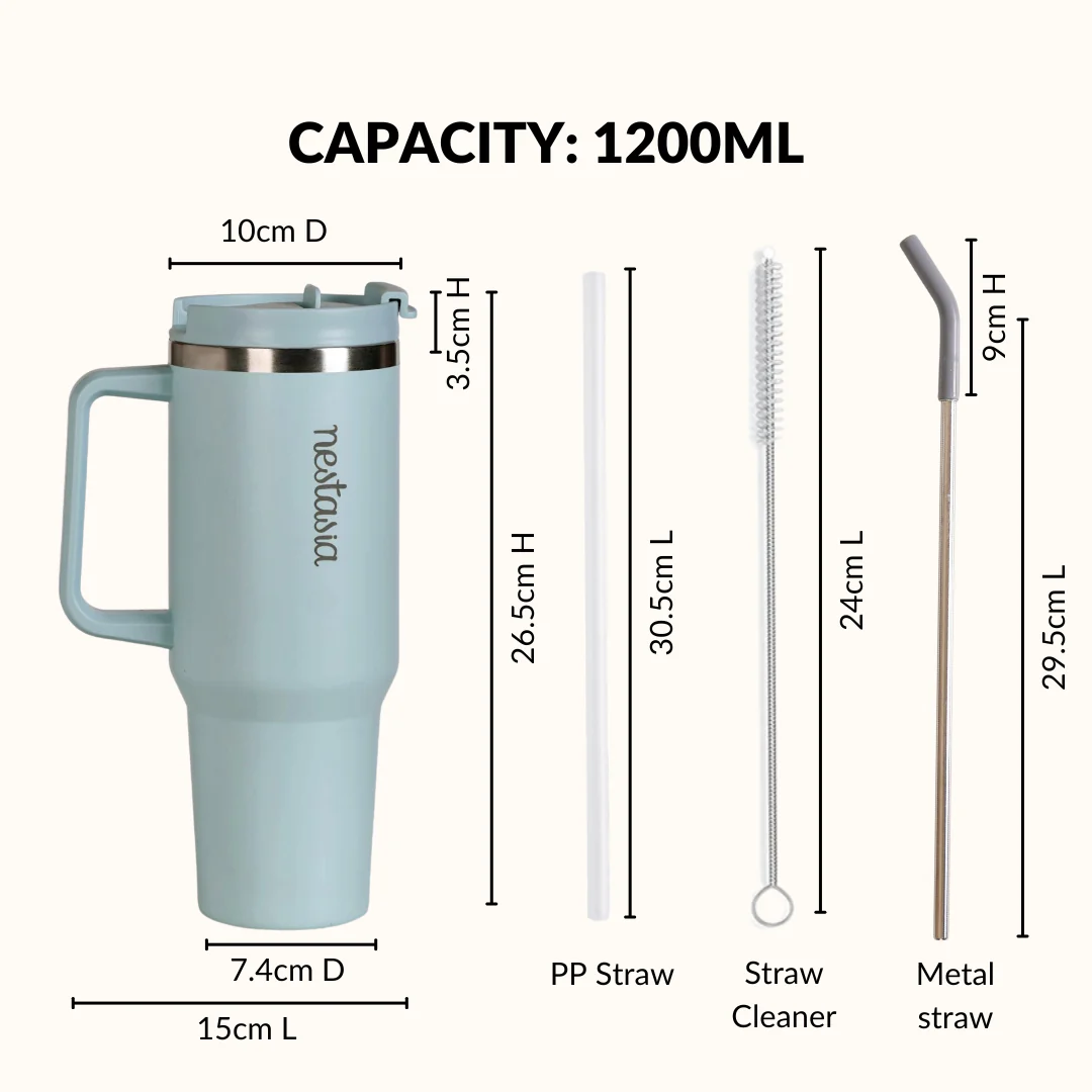GripSip 40 Insulated Tumbler Bottle With Side Handle Arctic Blue 1200ml - Image 4