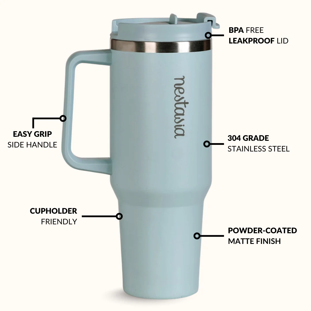 GripSip 40 Insulated Tumbler Bottle With Side Handle Arctic Blue 1200ml - Image 7