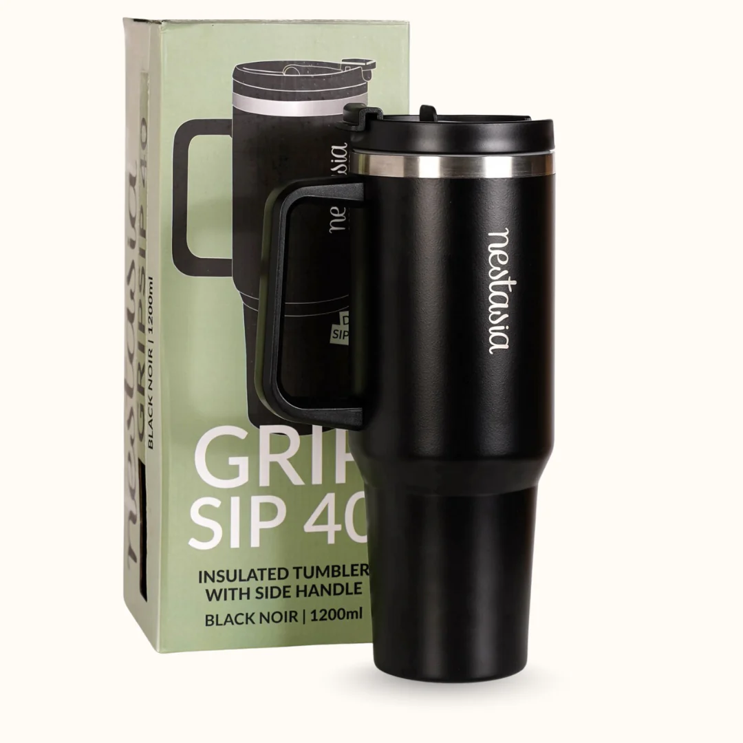 GripSip 40 Insulated Tumbler Bottle With Side Handle Black Noir 1200ml - Image 10
