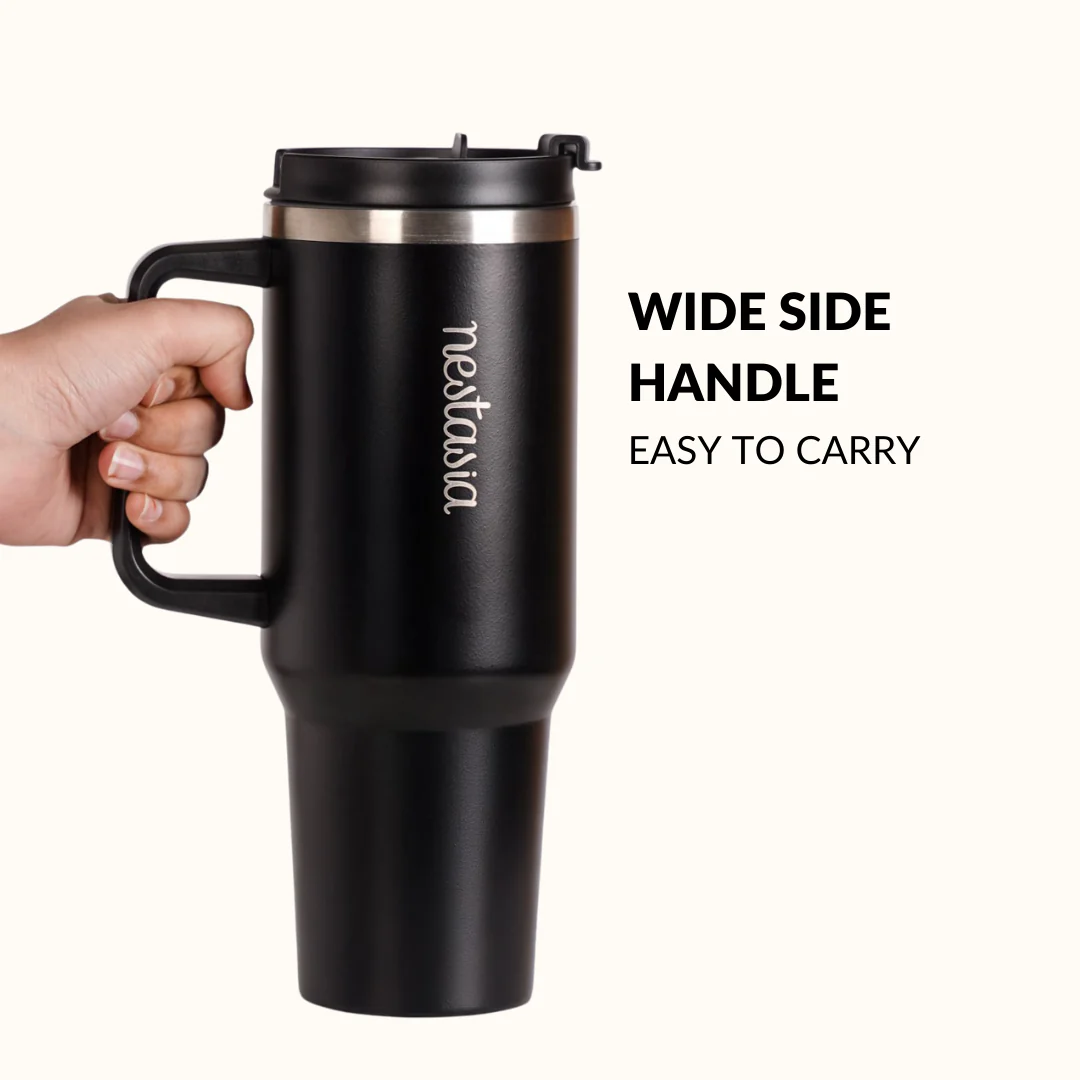 GripSip 40 Insulated Tumbler Bottle With Side Handle Black Noir 1200ml - Image 3