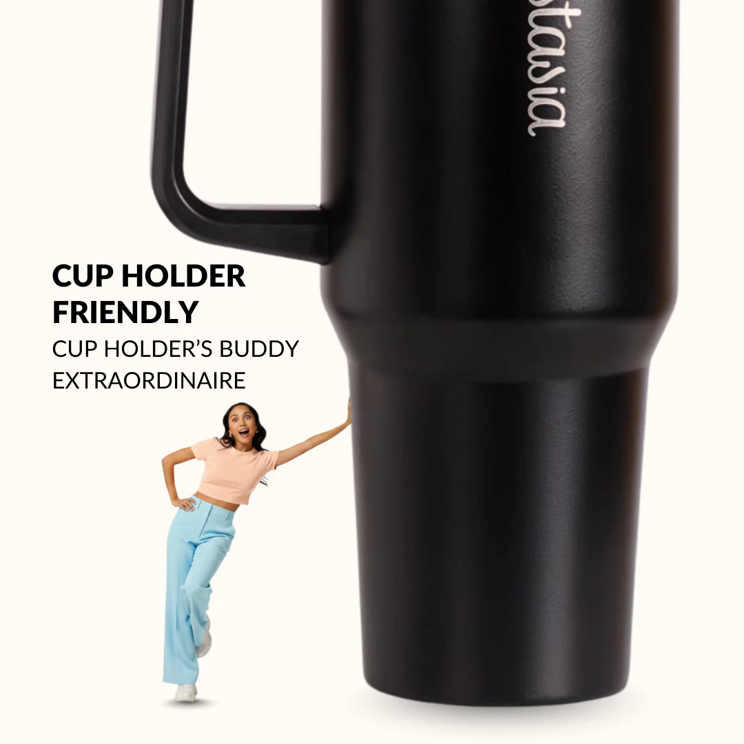 GripSip 40 Insulated Tumbler Bottle With Side Handle Black Noir 1200ml - Image 5