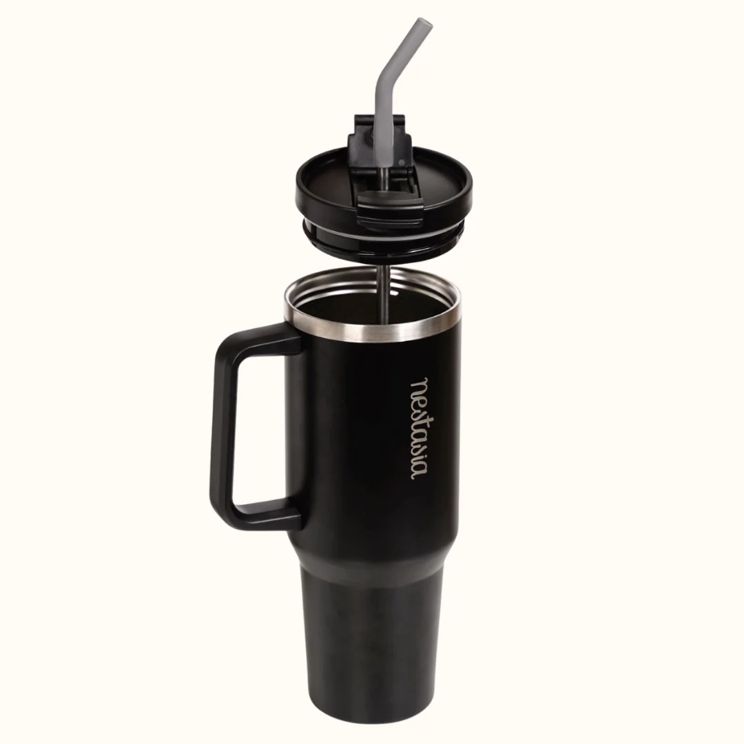 GripSip 40 Insulated Tumbler Bottle With Side Handle Black Noir 1200ml - Image 9