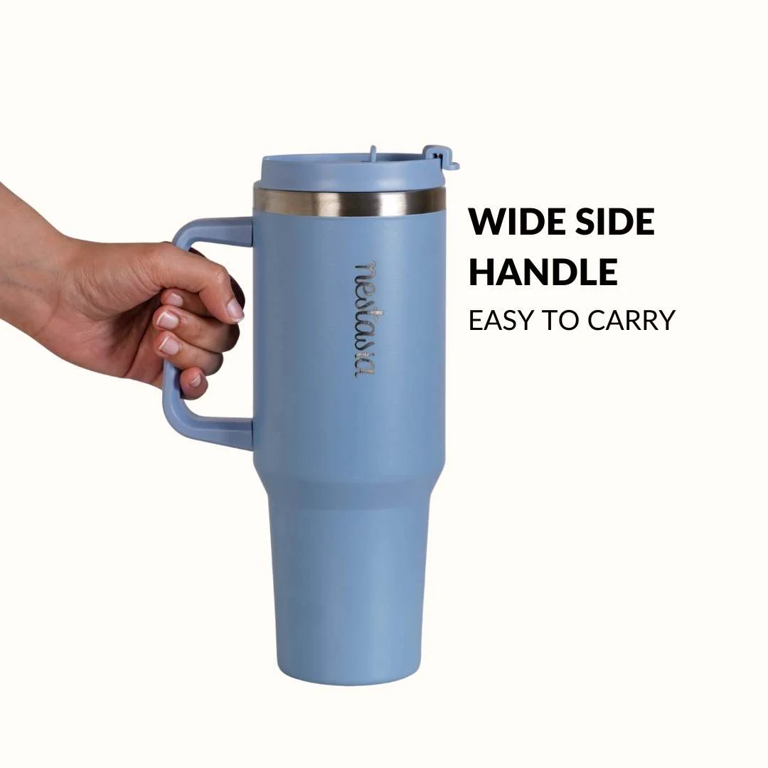 GripSip 40 Insulated Tumbler With Side Handle Blue Frost 1200ml - Image 3