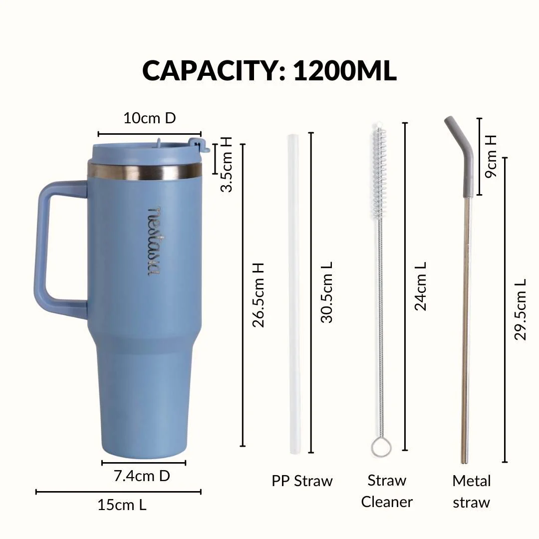 GripSip 40 Insulated Tumbler With Side Handle Blue Frost 1200ml - Image 4