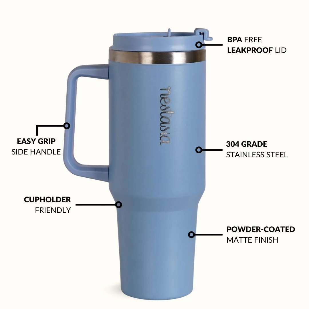 GripSip 40 Insulated Tumbler With Side Handle Blue Frost 1200ml - Image 7