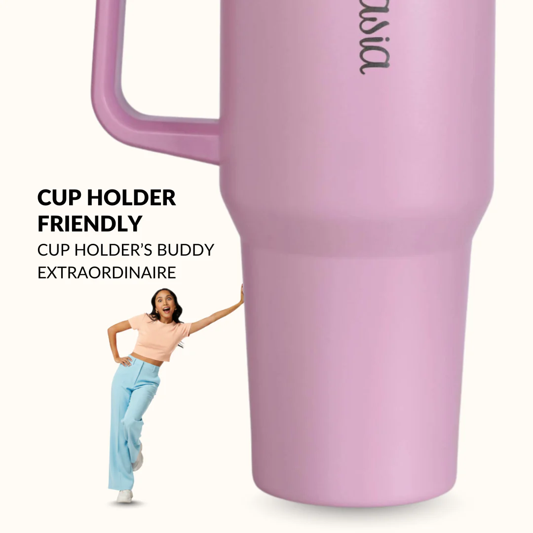GripSip 40 Insulated Tumbler Bottle With Side Handle Blush Rose Pink 1200ml - Image 5