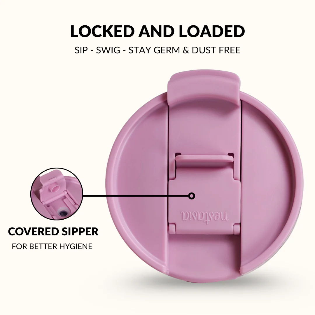 GripSip 40 Insulated Tumbler Bottle With Side Handle Blush Rose Pink 1200ml - Image 8