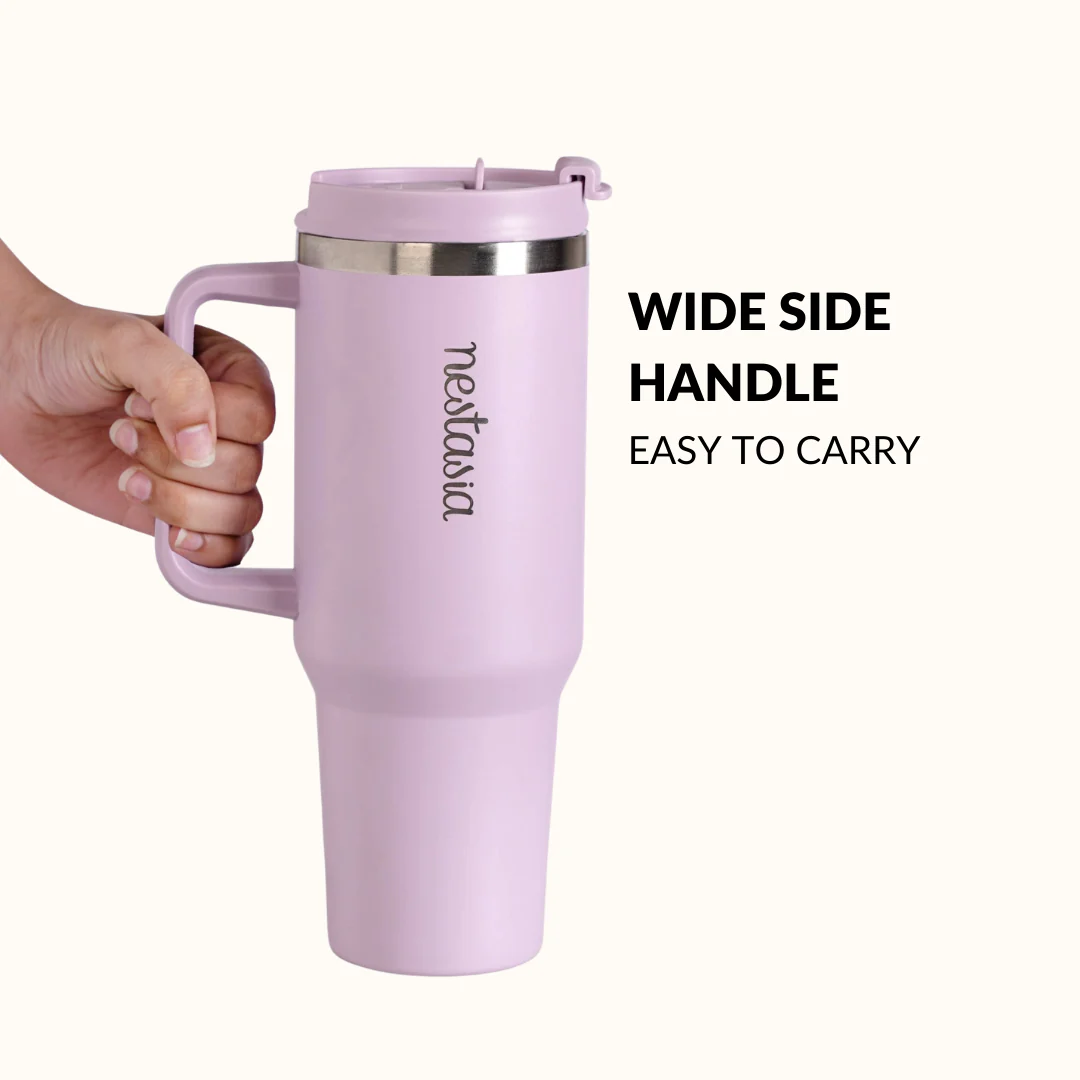 GripSip 40 Insulated Tumbler Bottle With Side Handle Lilac Haze 1200ml - Image 3