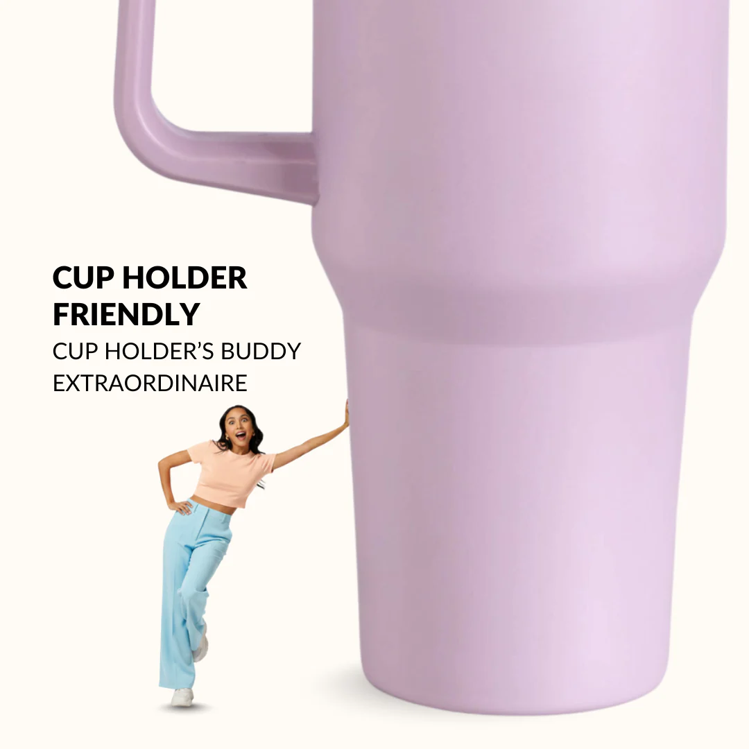GripSip 40 Insulated Tumbler Bottle With Side Handle Lilac Haze 1200ml - Image 5