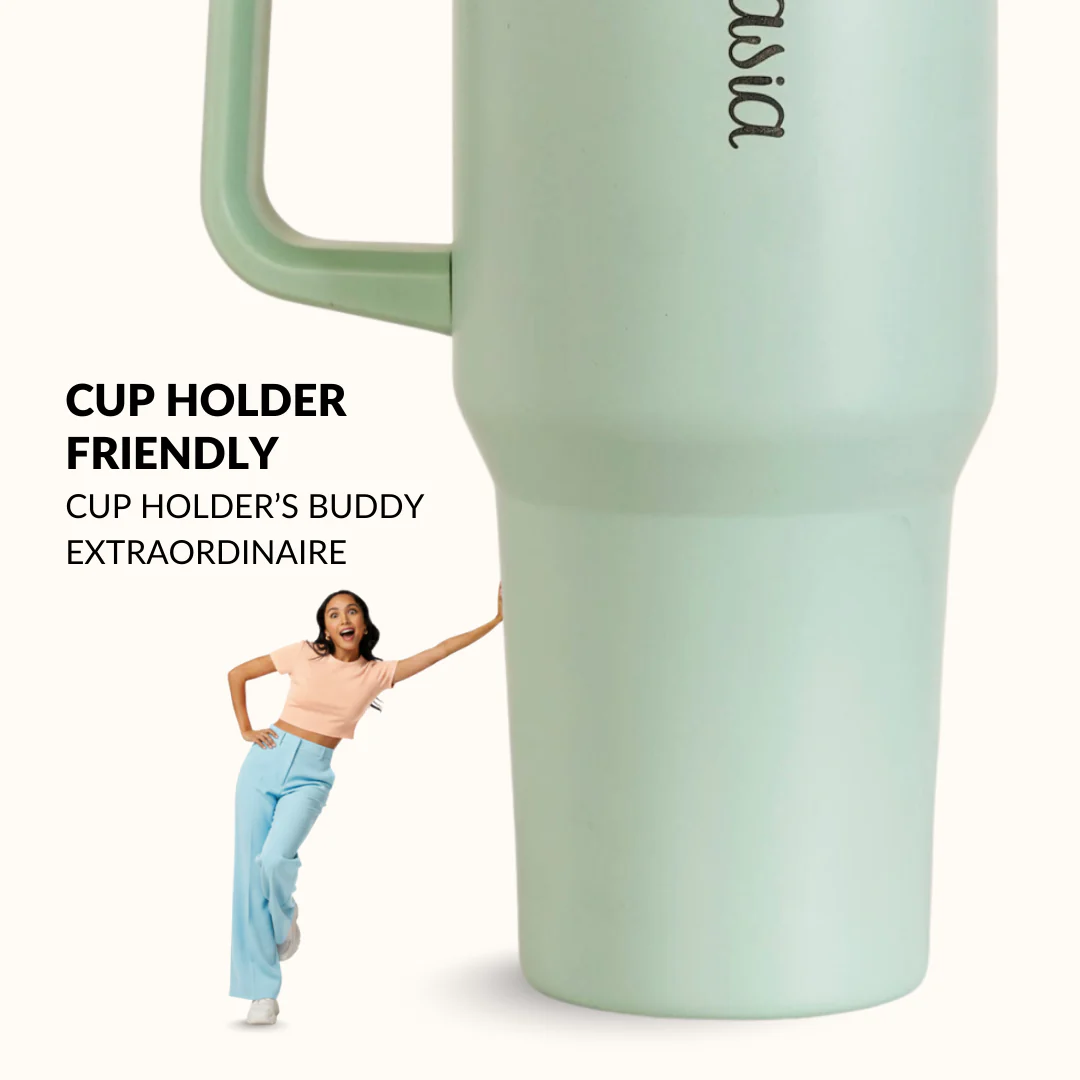 GripSip 40 Insulated Tumbler Bottle With Side Handle Milk Matcha Green 1200ml - Image 5
