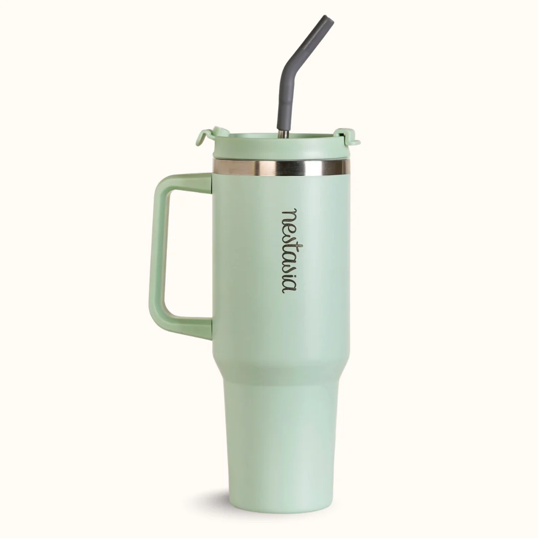 GripSip 40 Insulated Tumbler Bottle With Side Handle Milk Matcha Green 1200ml - Image 9