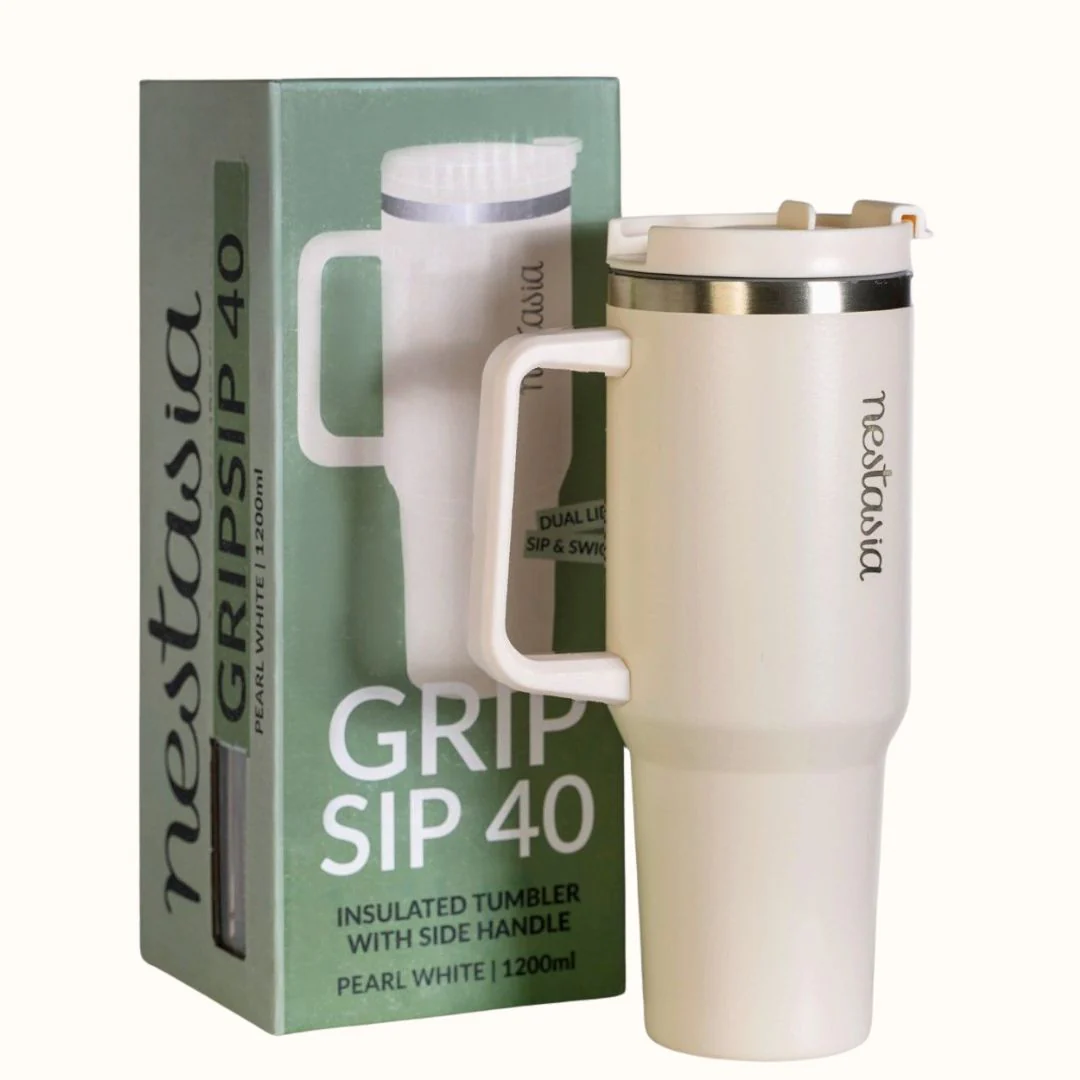 GripSip 40 Insulated Tumbler With Side Handle Pearl White 1200ml - Image 10