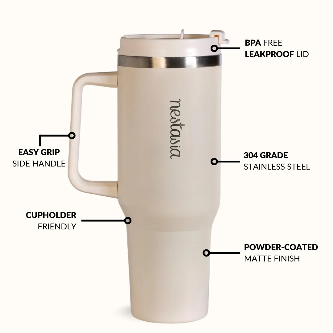 GripSip 40 Insulated Tumbler With Side Handle Pearl White 1200ml - Image 7