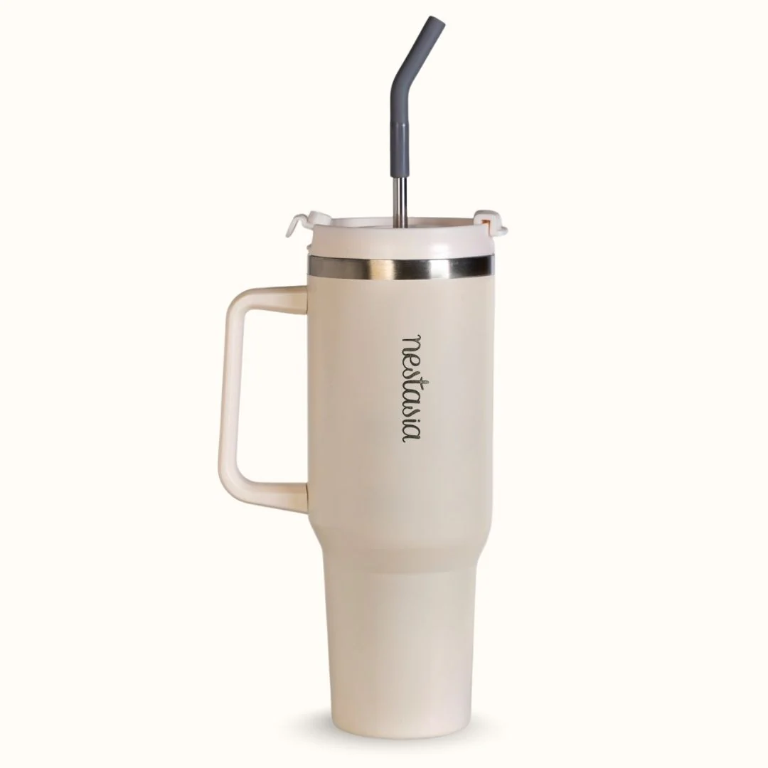 GripSip 40 Insulated Tumbler With Side Handle Pearl White 1200ml - Image 9