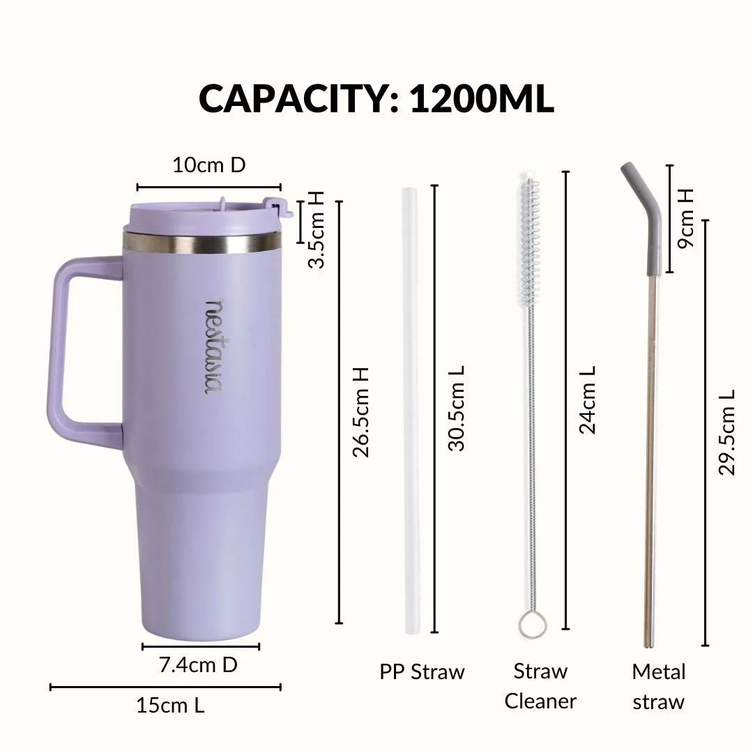 GripSip 40 Insulated Tumbler With Side Handle Periwinkle 1200ml - Image 4