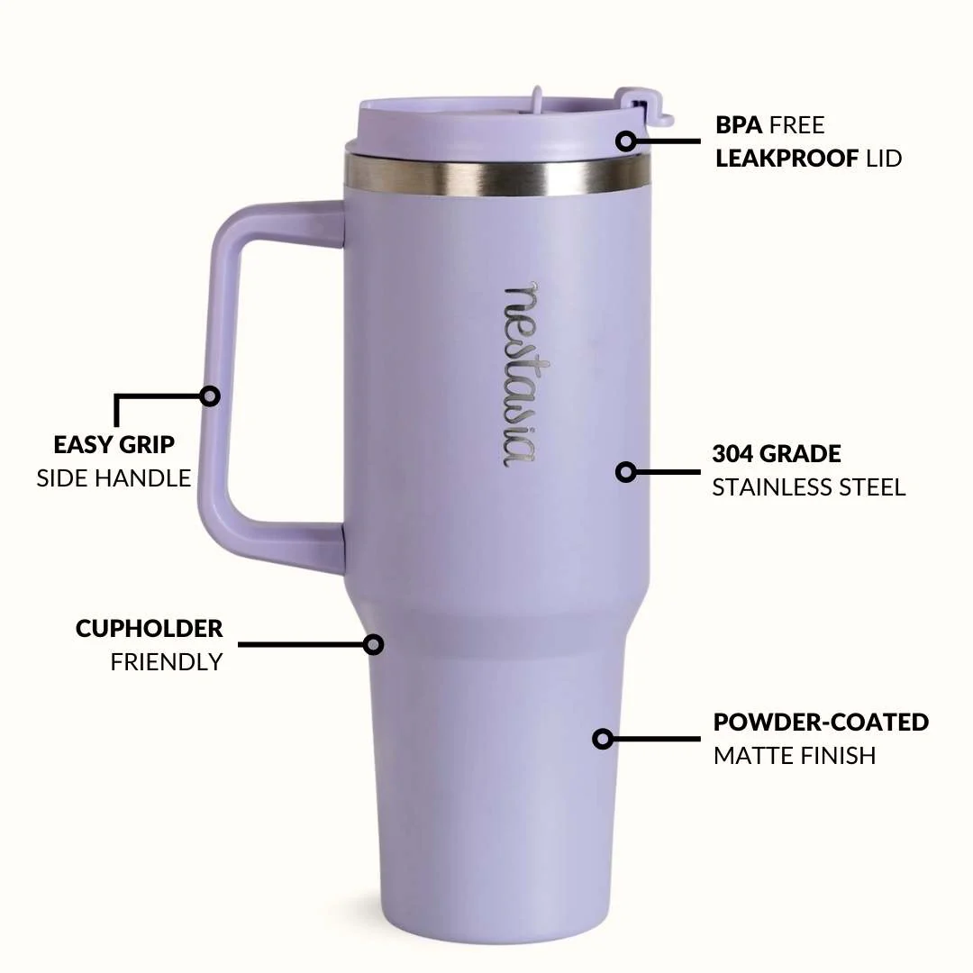 GripSip 40 Insulated Tumbler With Side Handle Periwinkle 1200ml - Image 7