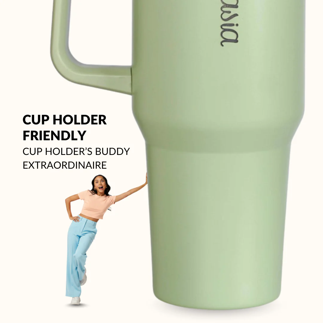 GripSip 40 Insulated Tumbler Bottle With Side Handle Pistachio Cream Green 1200ml - Image 5