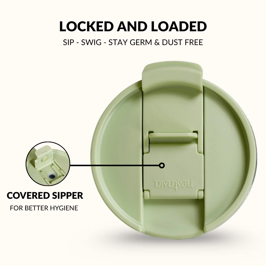 GripSip 40 Insulated Tumbler Bottle With Side Handle Pistachio Cream Green 1200ml - Image 8
