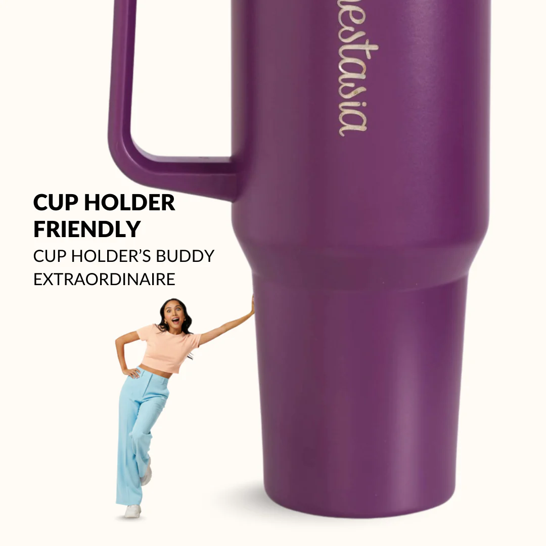 GripSip 40 Insulated Tumbler Bottle With Side Handle Plum Party Mauve 1200ml - Image 5