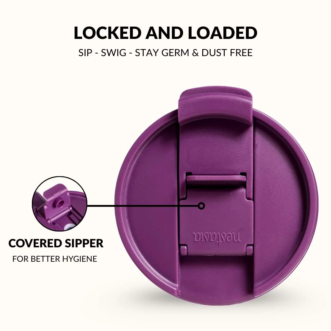 GripSip 40 Insulated Tumbler Bottle With Side Handle Plum Party Mauve 1200ml - Image 8