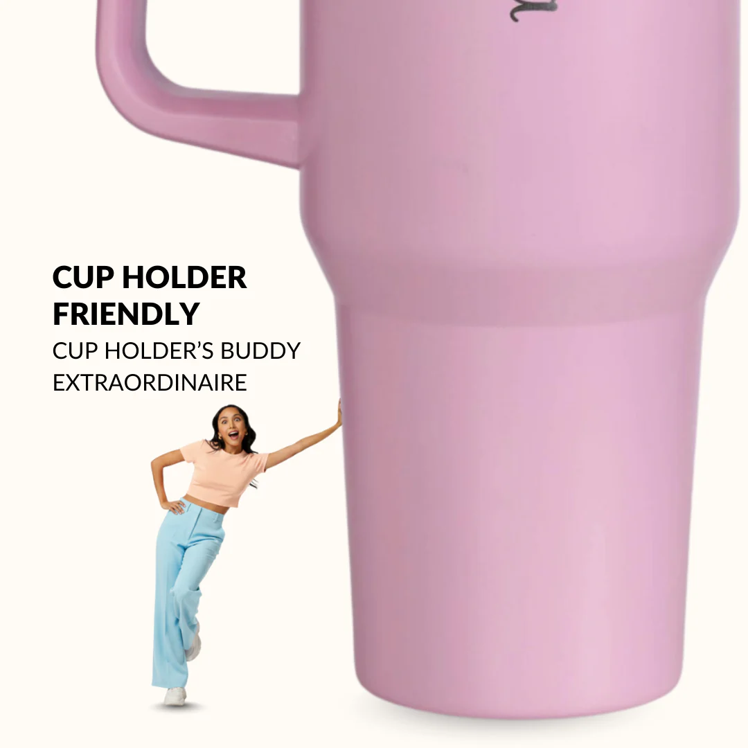 GripSip 40 Insulated Tumbler Bottle With Side Handle Quartz Cloud Pink 1200ml - Image 5