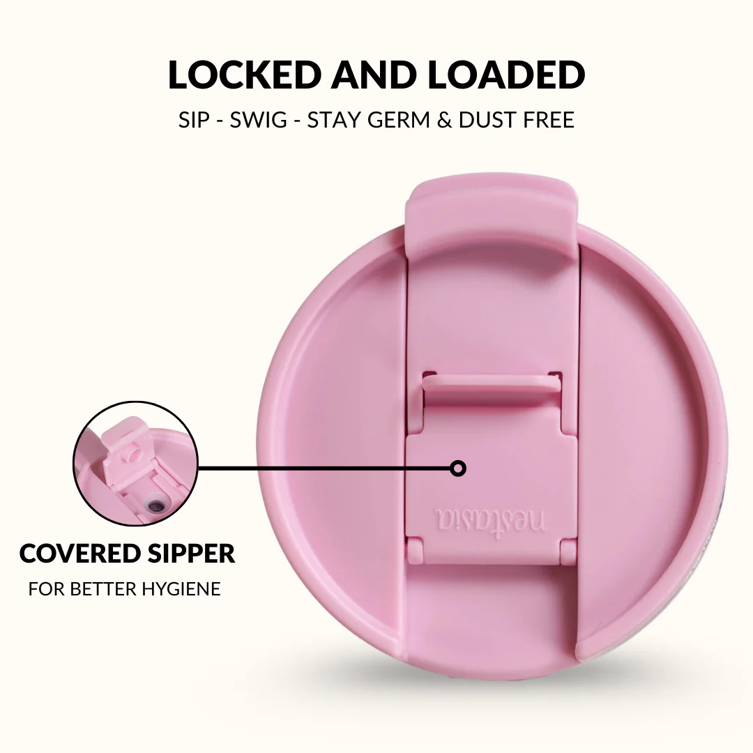 GripSip 40 Insulated Tumbler Bottle With Side Handle Quartz Cloud Pink 1200ml - Image 8