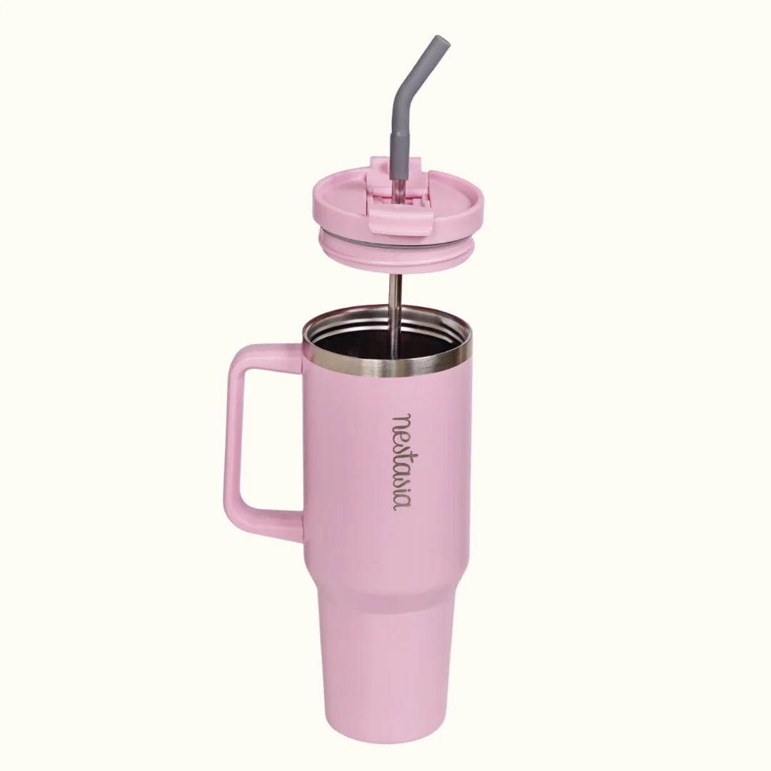 GripSip 40 Insulated Tumbler Bottle With Side Handle Quartz Cloud Pink 1200ml - Image 9