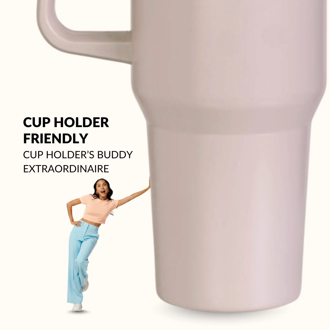 GripSip 40 Insulated Tumbler Bottle With Side Handle Rosy Taupe 1200ml - Image 5