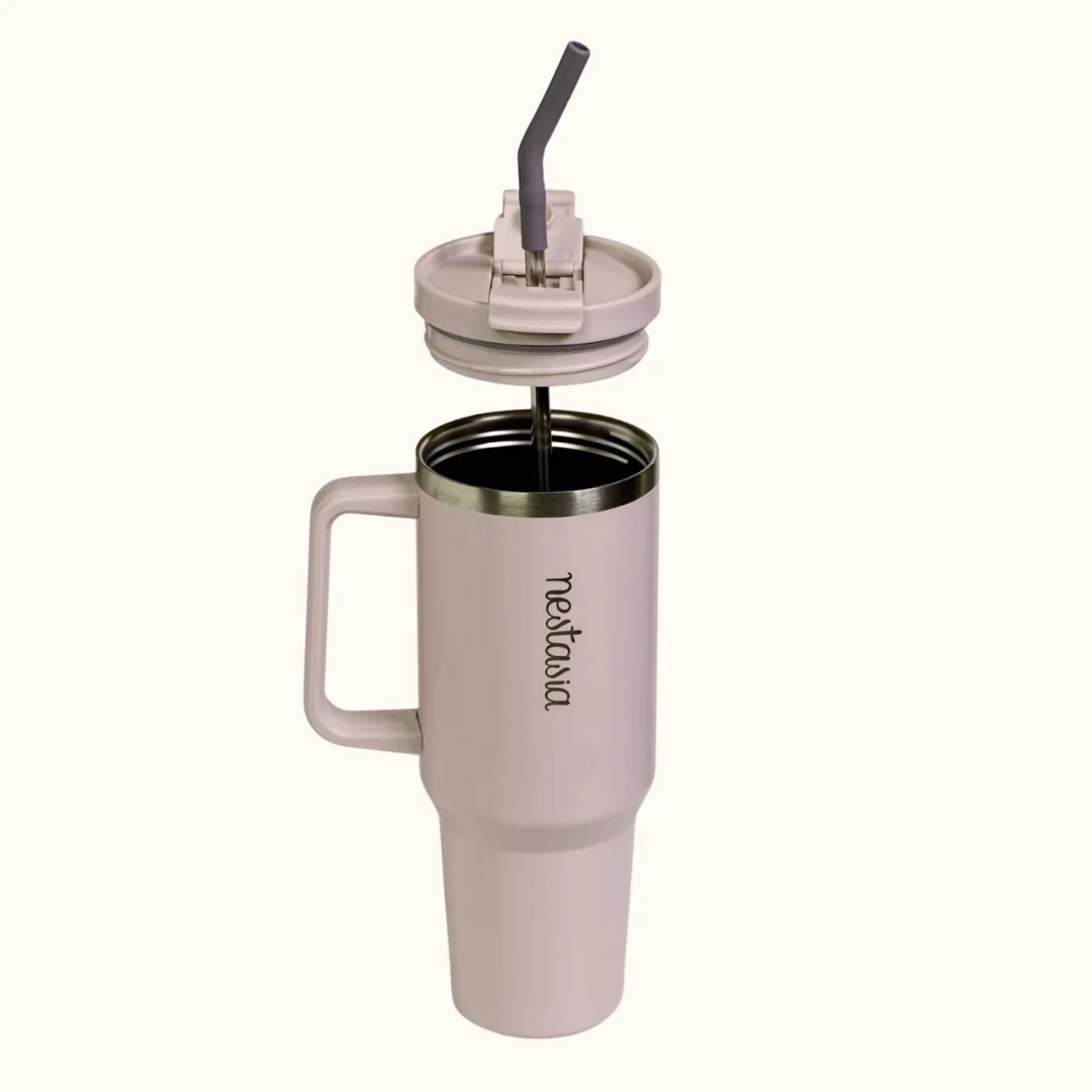 GripSip 40 Insulated Tumbler Bottle With Side Handle Rosy Taupe 1200ml - Image 9