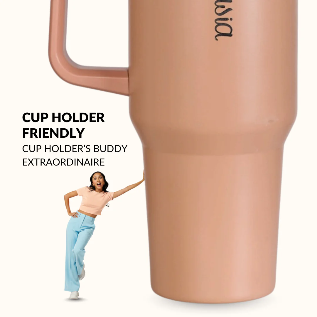GripSip 40 Insulated Tumbler Bottle With Side Handle Soft Nude Peach 1200ml - Image 5