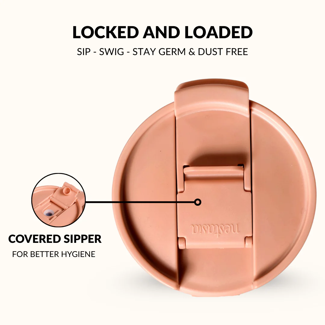 GripSip 40 Insulated Tumbler Bottle With Side Handle Soft Nude Peach 1200ml - Image 8