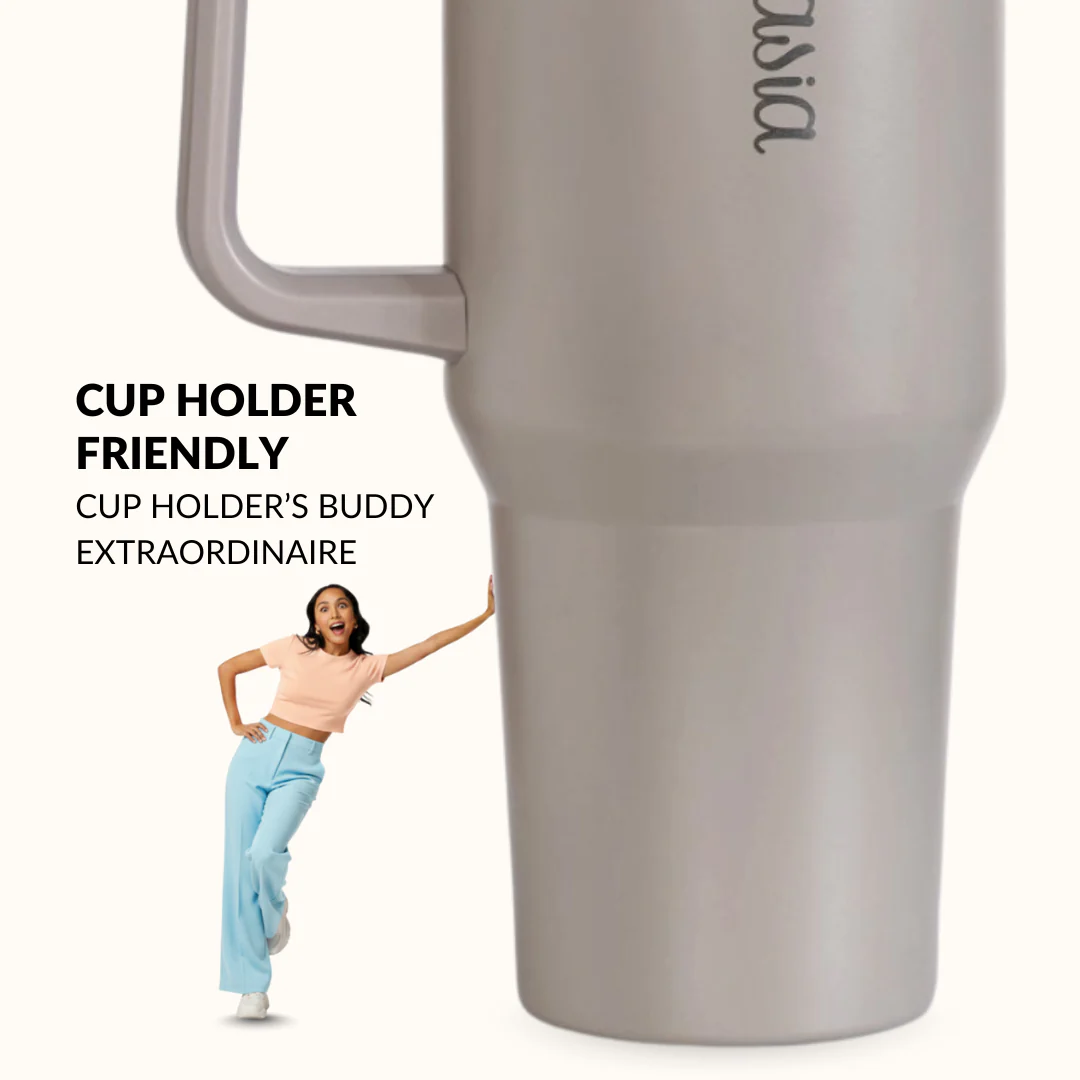 GripSip 40 Insulated Tumbler Bottle With Side Handle Urban Greige 1200ml - Image 5