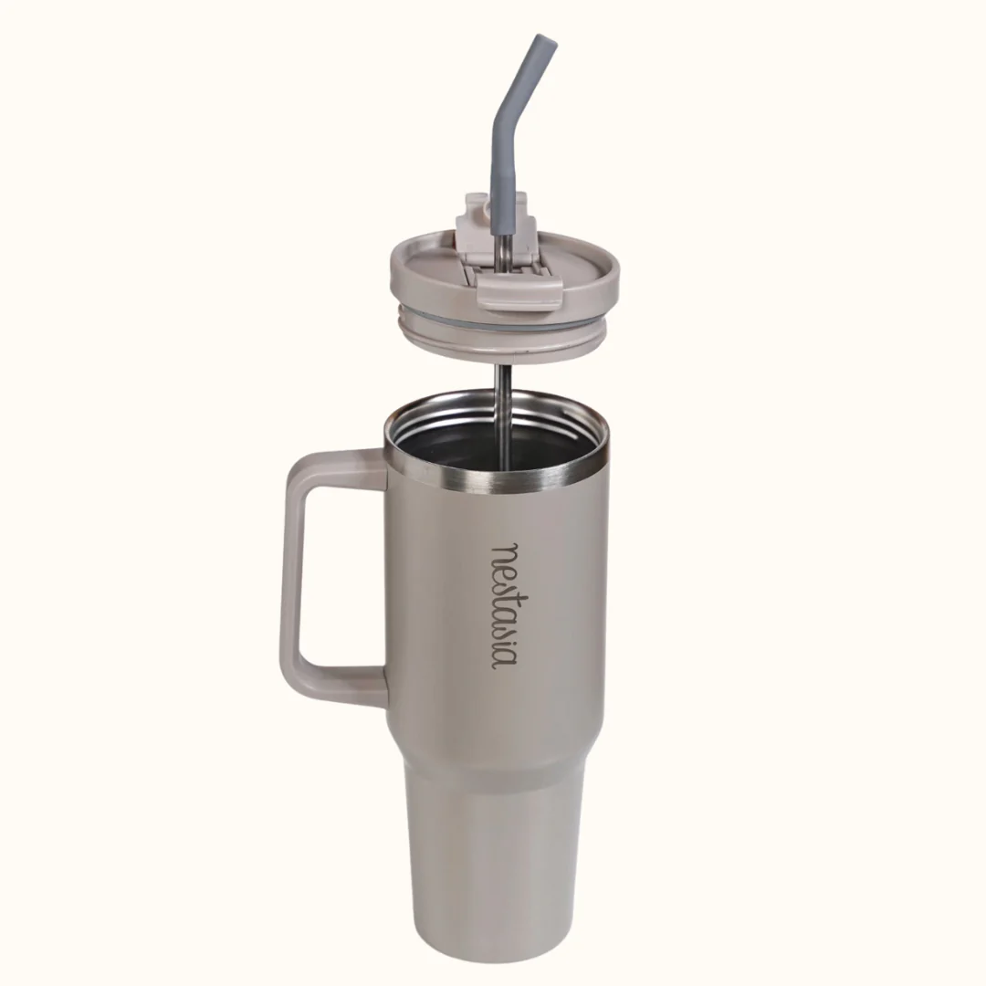 GripSip 40 Insulated Tumbler Bottle With Side Handle Urban Greige 1200ml - Image 9
