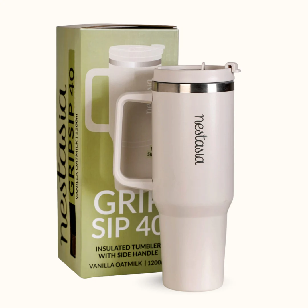 GripSip 40 Insulated Tumbler Bottle With Side Handle Vanilla Oatmilk 1200ml - Image 10