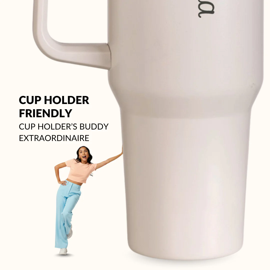 GripSip 40 Insulated Tumbler Bottle With Side Handle Vanilla Oatmilk 1200ml - Image 5