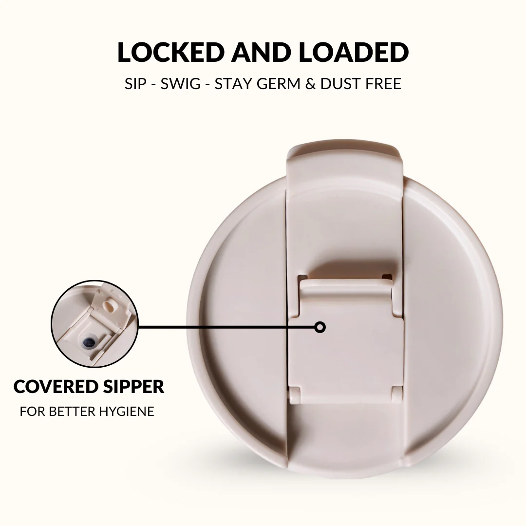 GripSip 40 Insulated Tumbler Bottle With Side Handle Vanilla Oatmilk 1200ml - Image 8