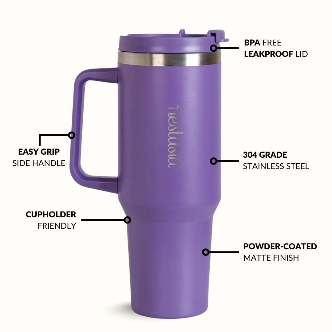 GripSip 40 Insulated Tumbler With Side Handle Viva Violet 1200ml - Image 7