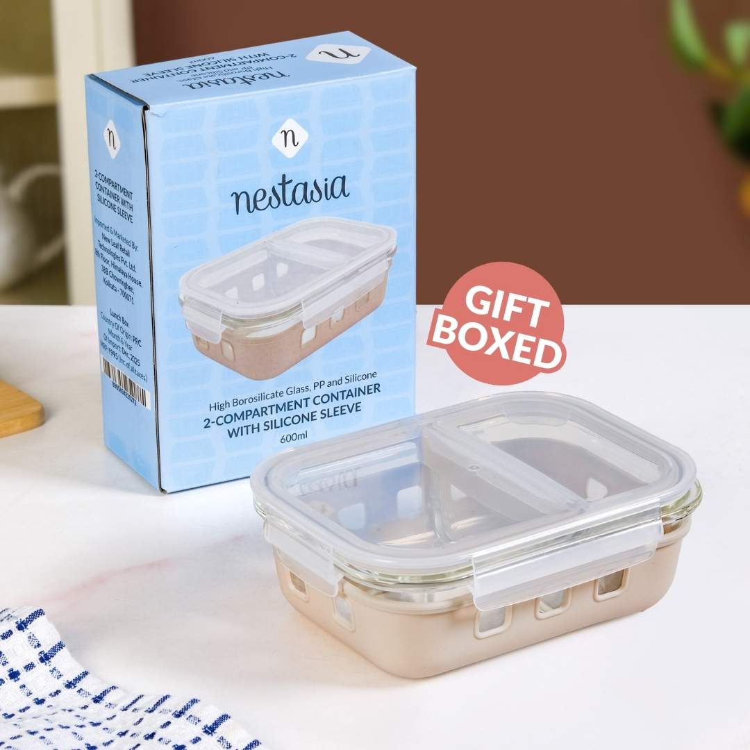 Gripso Dual Compartment Food Container 600ml Beige - Image 12