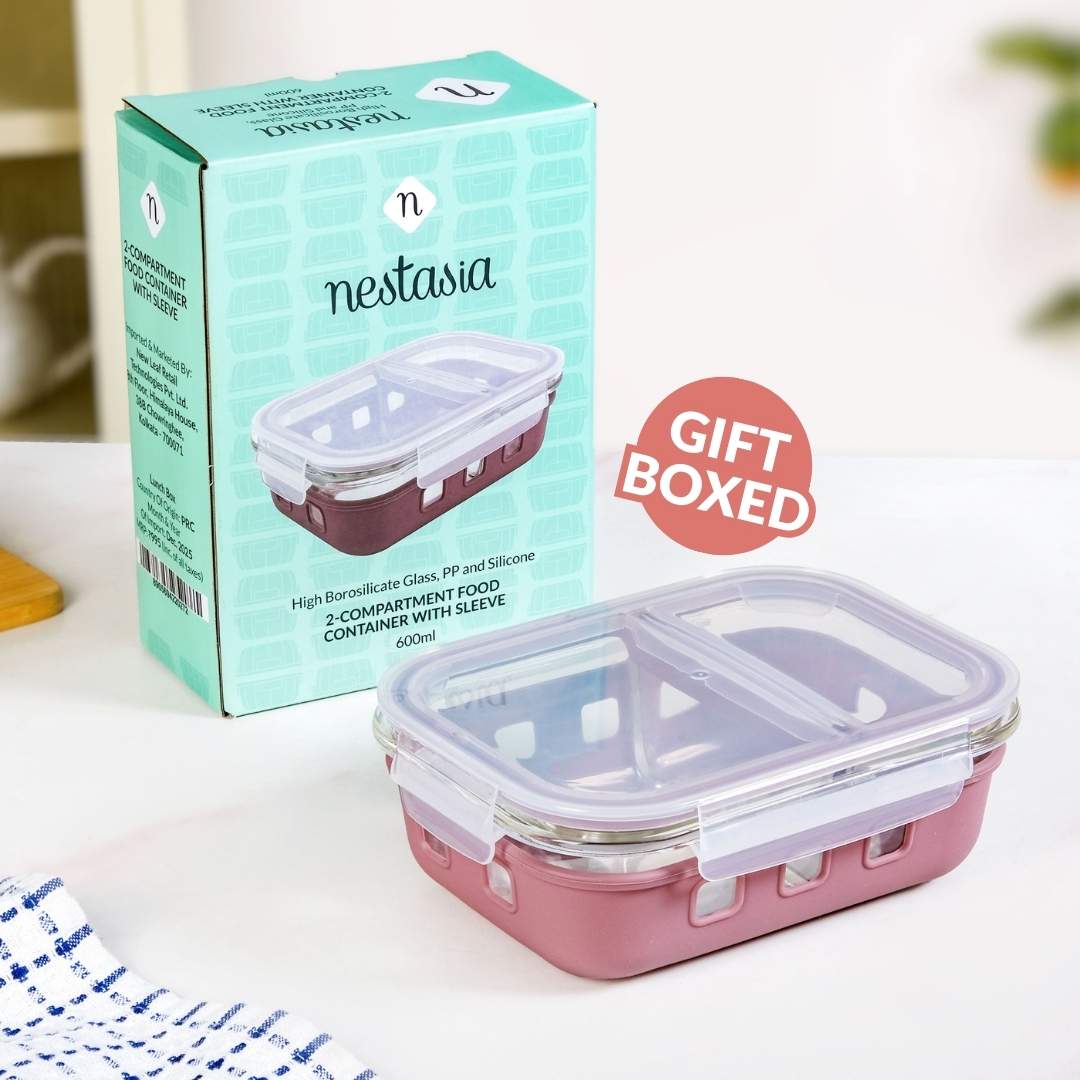 Gripso Dual Compartment Food Container 600ml Mauve - Image 12