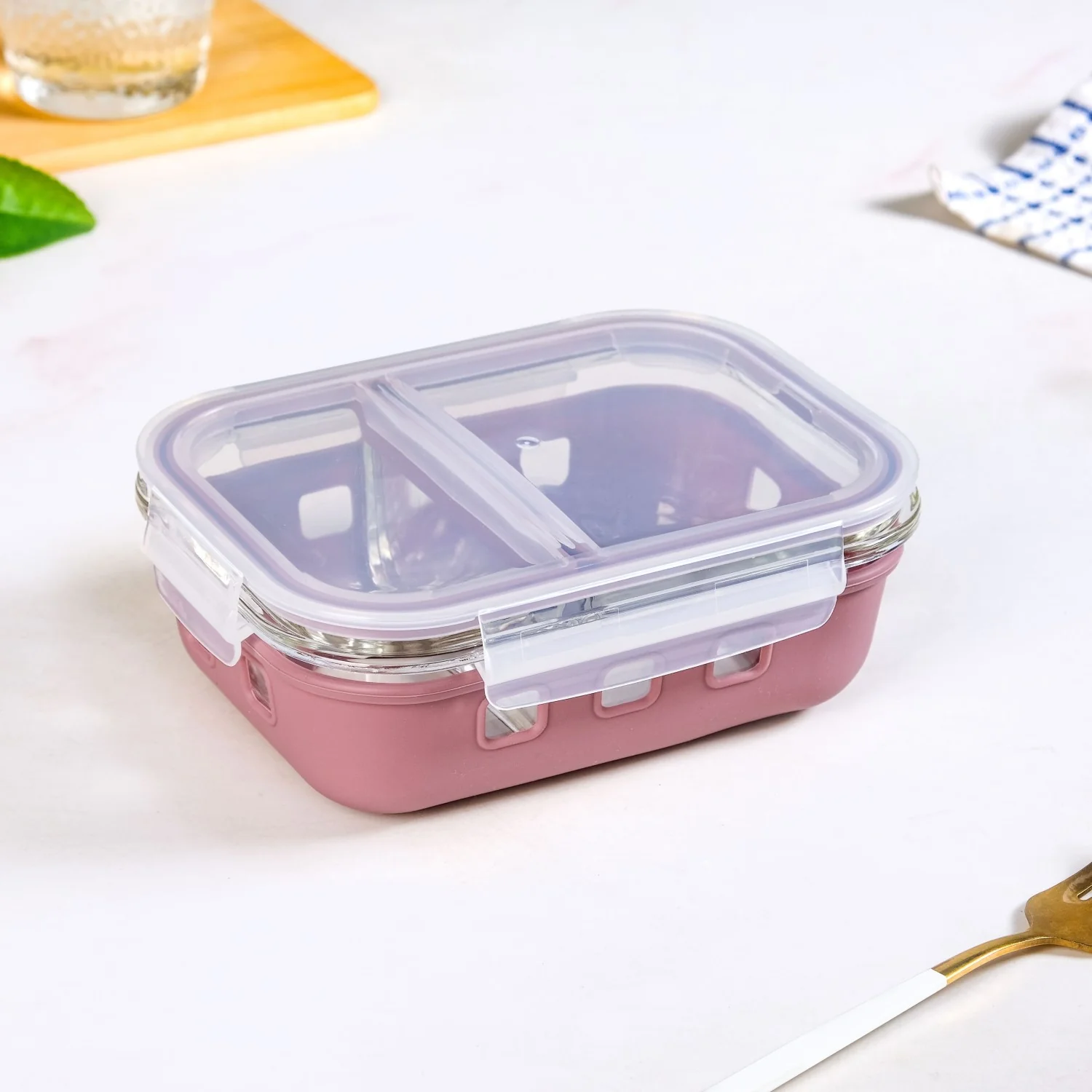 Gripso Dual Compartment Food Container 600ml Mauve - Image 3