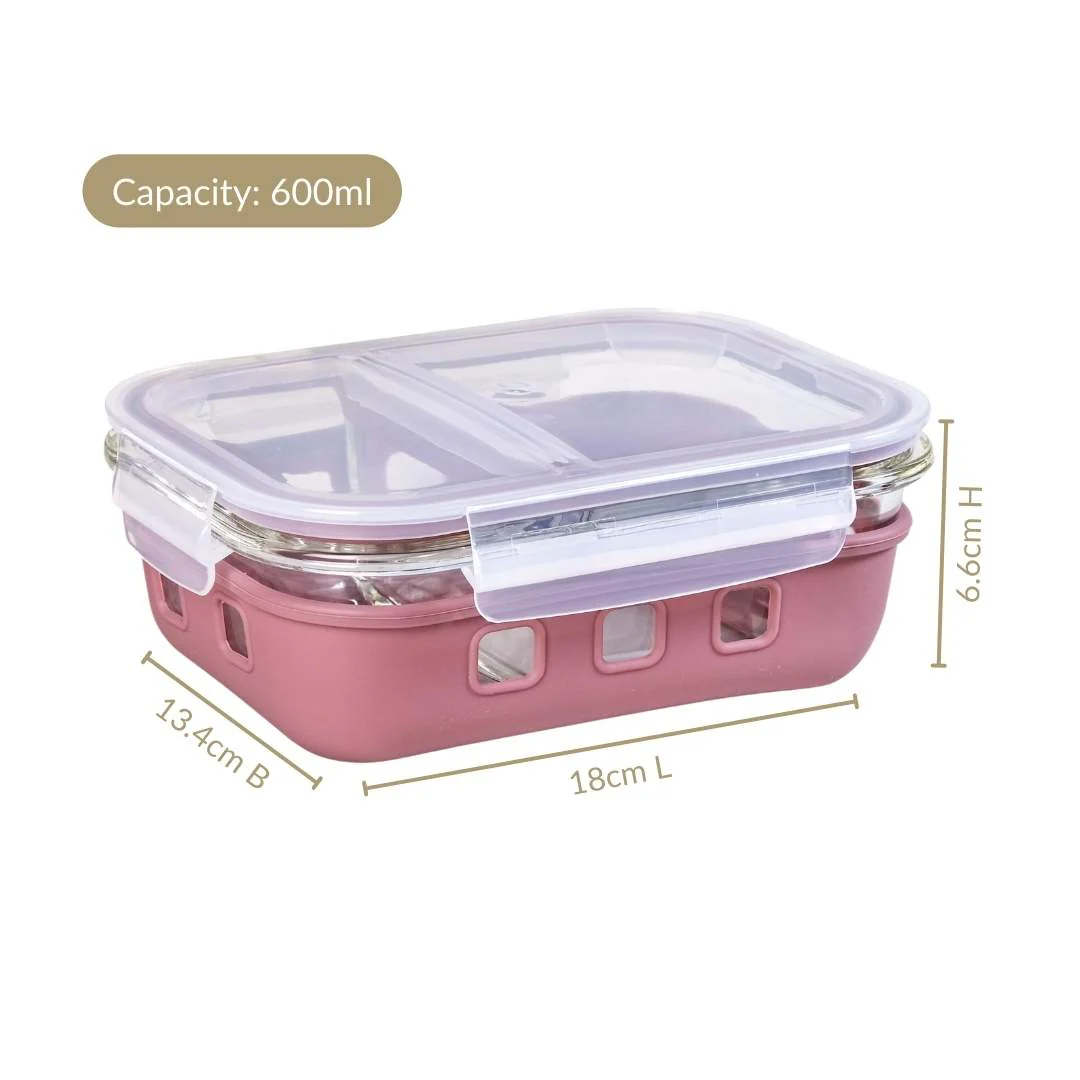 Gripso Dual Compartment Food Container 600ml Mauve - Image 5