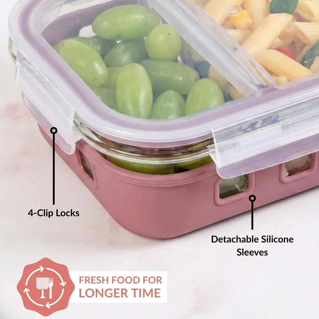 Gripso Dual Compartment Food Container 600ml Mauve - Image 7